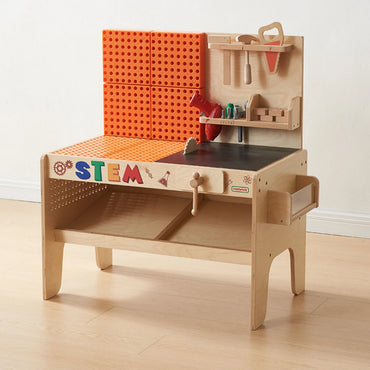 Masterkidz medinės STEM dirbtuvės XXL su įrankiais ir mechanikos sistema