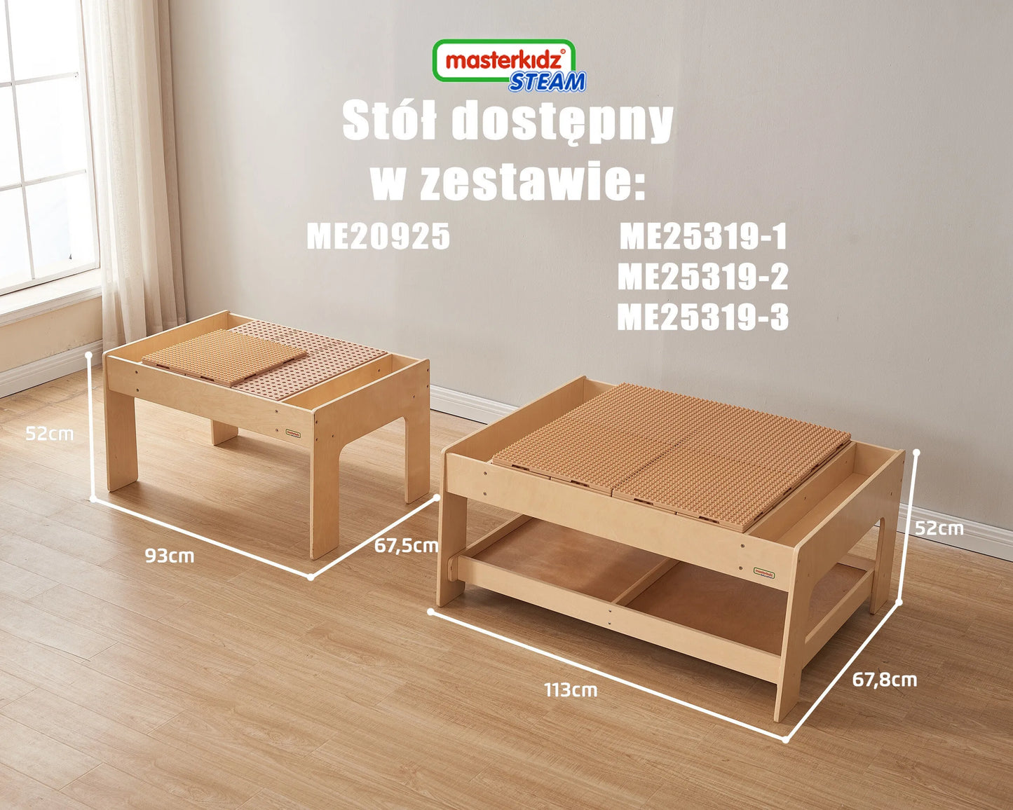MASTERKIDZ medinis edukacinis stalas + STEM sienos priedai + 563 kaladėlės