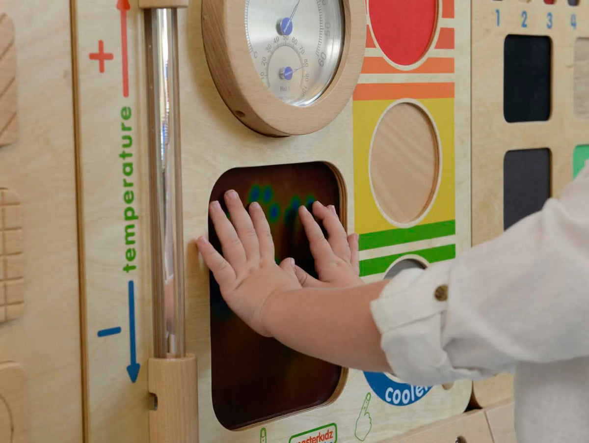 MASTERKIDZ Montessori sieninė edukacinė lenta „Temperatūros pažinimas”