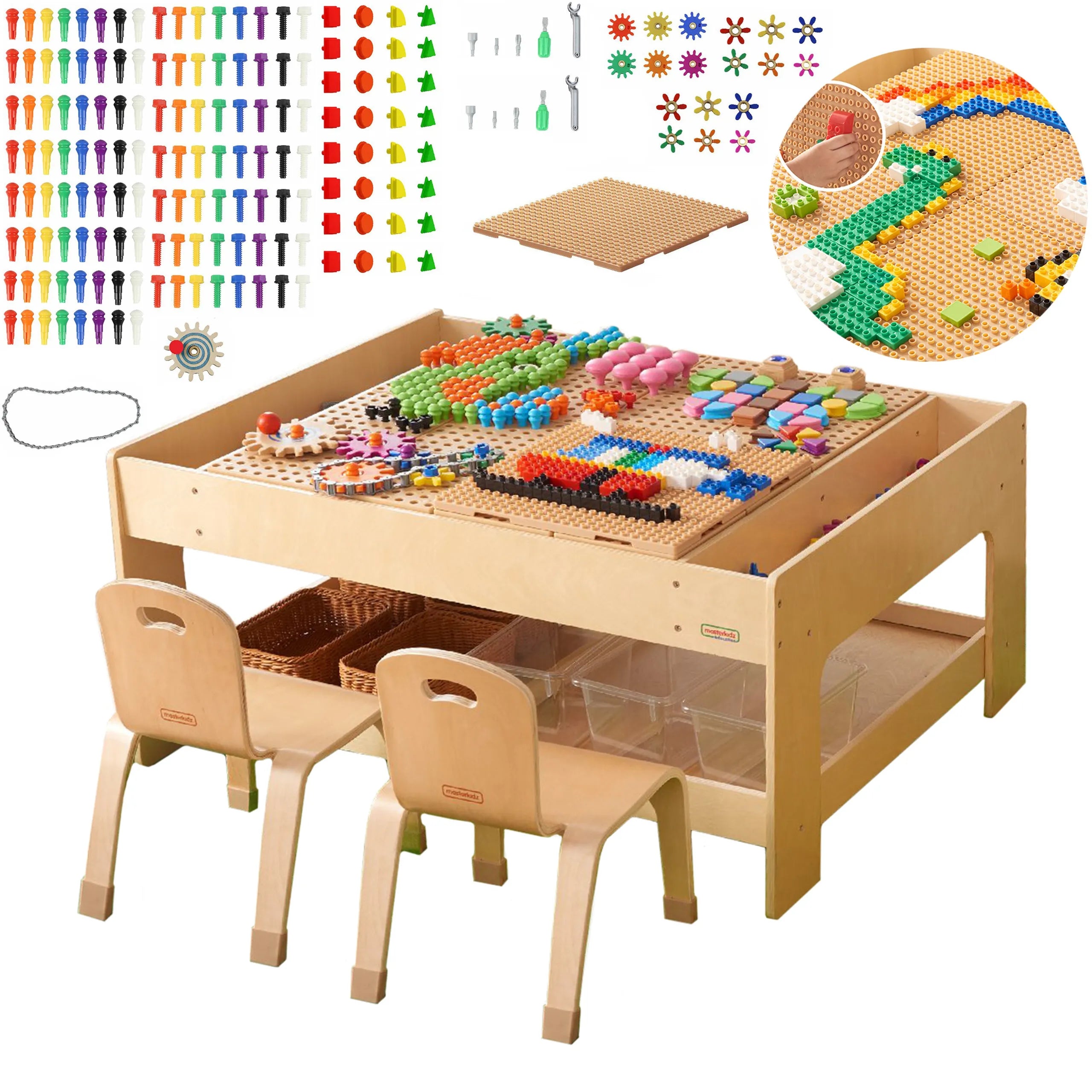 Masterkidz STEM edukacinis staliukas su priedais + 135 kaladėlės