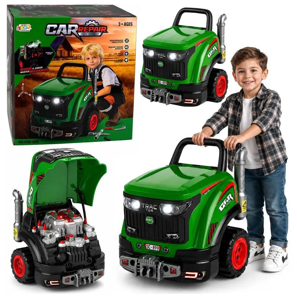 Mažojo mechaniko traktorius su šviesomis ir garsų efektais