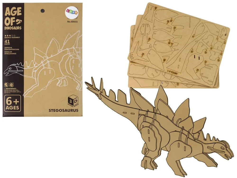 Medinė 3D erdvinė dėlionė „Stegosaurus“