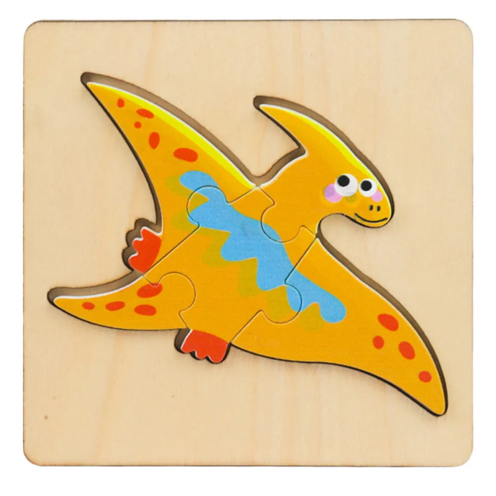 Medinės dinozaurų dėlionės – 11 × 11 cm