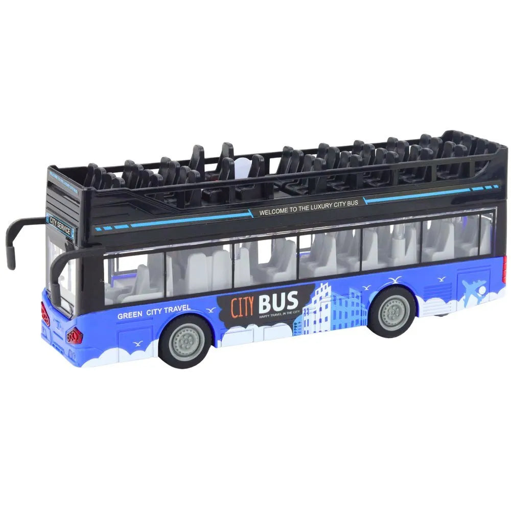 Mėlynas dviaukštis autobusas 1:16 su garsais