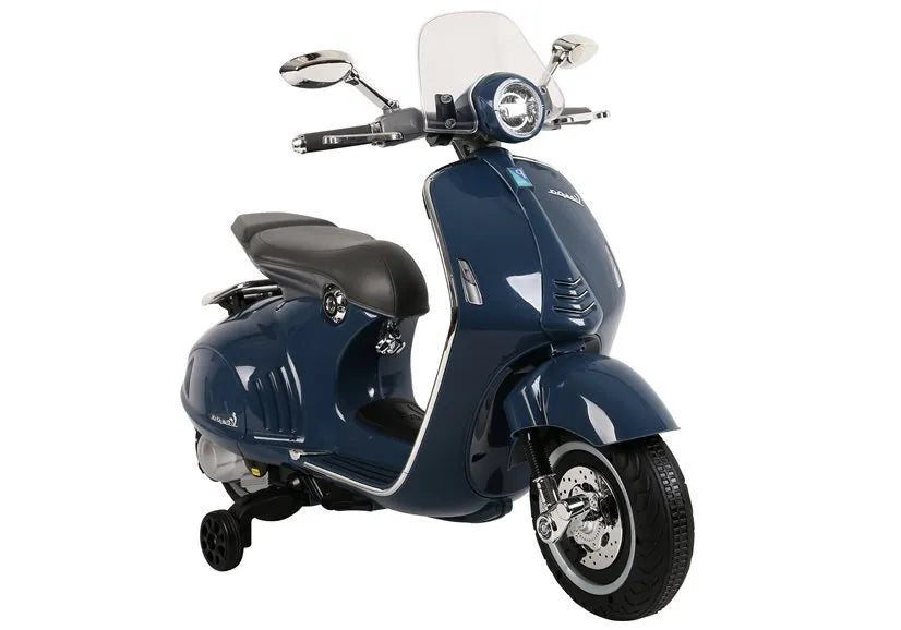 Mėlynas elektrinis paspirtukas Vespa GTS 300 vaikams