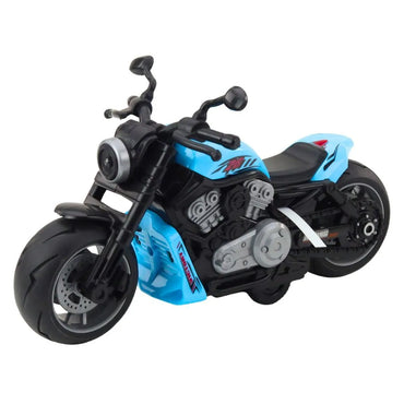 Mėlynas žaislinis motociklas su šviesomis