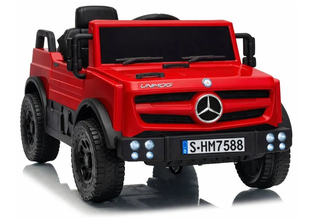 Mercedes Unimog 6V raudonas elektromobilis