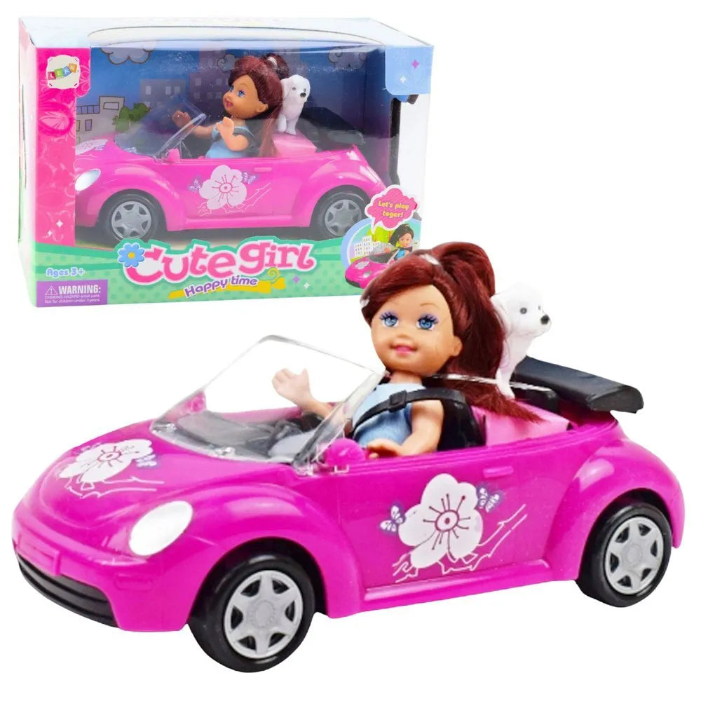 Mini lėlė kabriolete su šuniuku