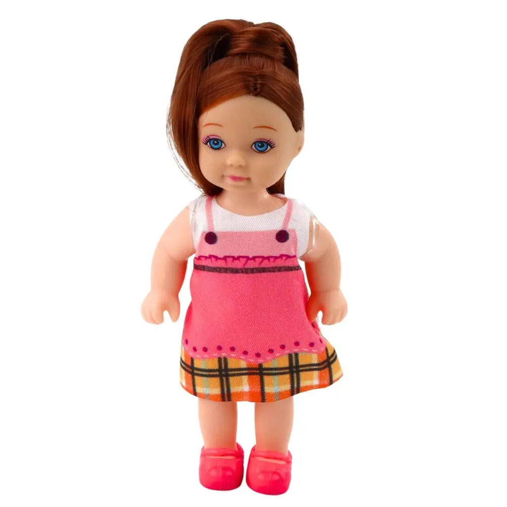 Mini lėlė su dviem šuniukais ir lovyte