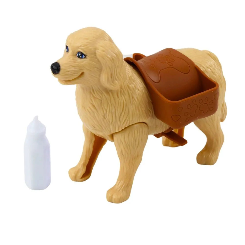 Mini lėlė su šunimi ir šuniukais