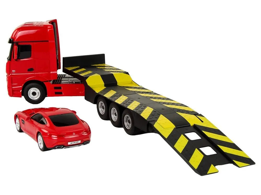 Nuotoliniu būdu valdomas Mercedes‑Benz 1:26 raudonas tralas