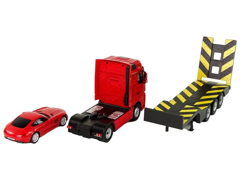Nuotoliniu būdu valdomas Mercedes‑Benz 1:26 raudonas tralas