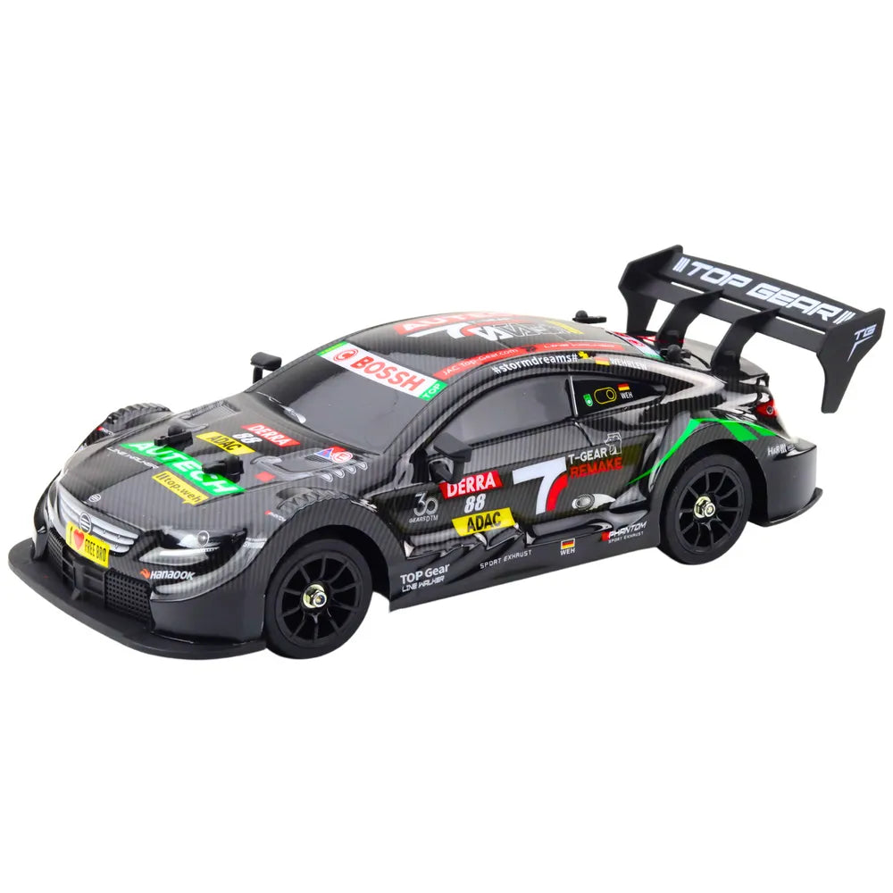 Nuotoliniu valdomas lenktyninis automobilis RC 1:16 „Black Carbon“ su LED apšvietimu, 30 km/h