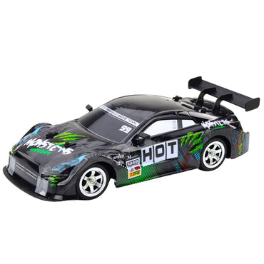 Nuotoliniu valdomas lenktyninis automobilis RC 1:16 „Black Monster“ su LED apšvietimu, 30 km/h