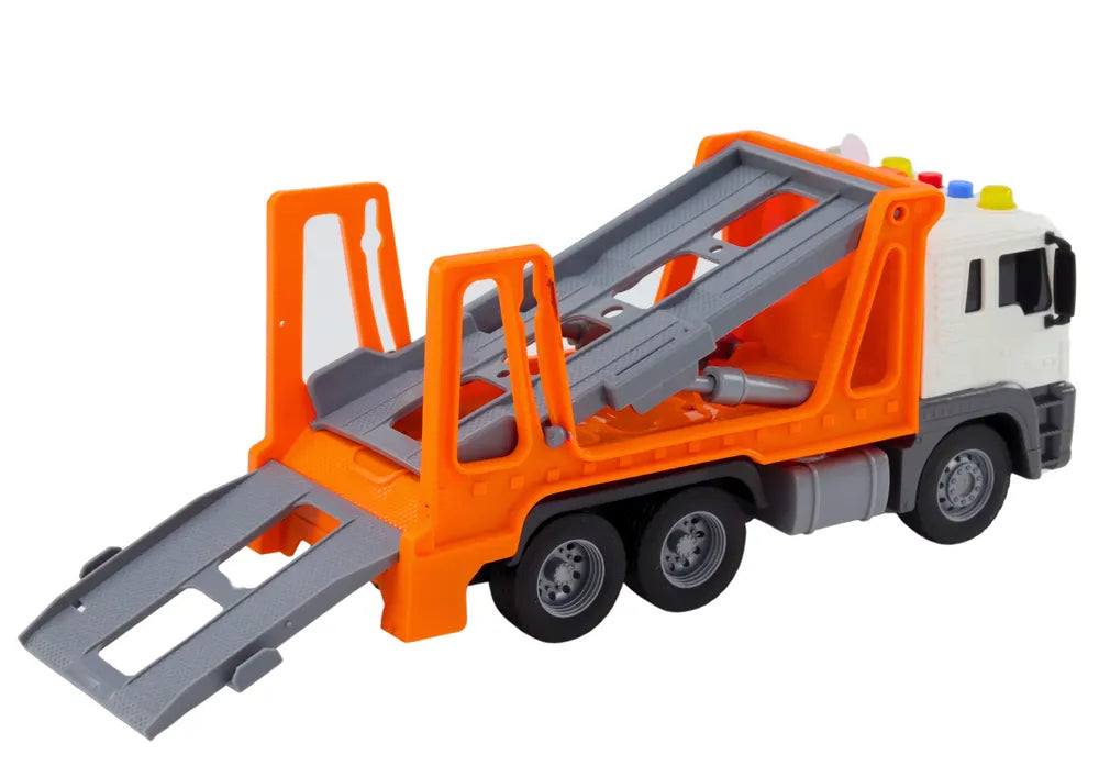 Oranžinis tralas su automobiliu 1:16