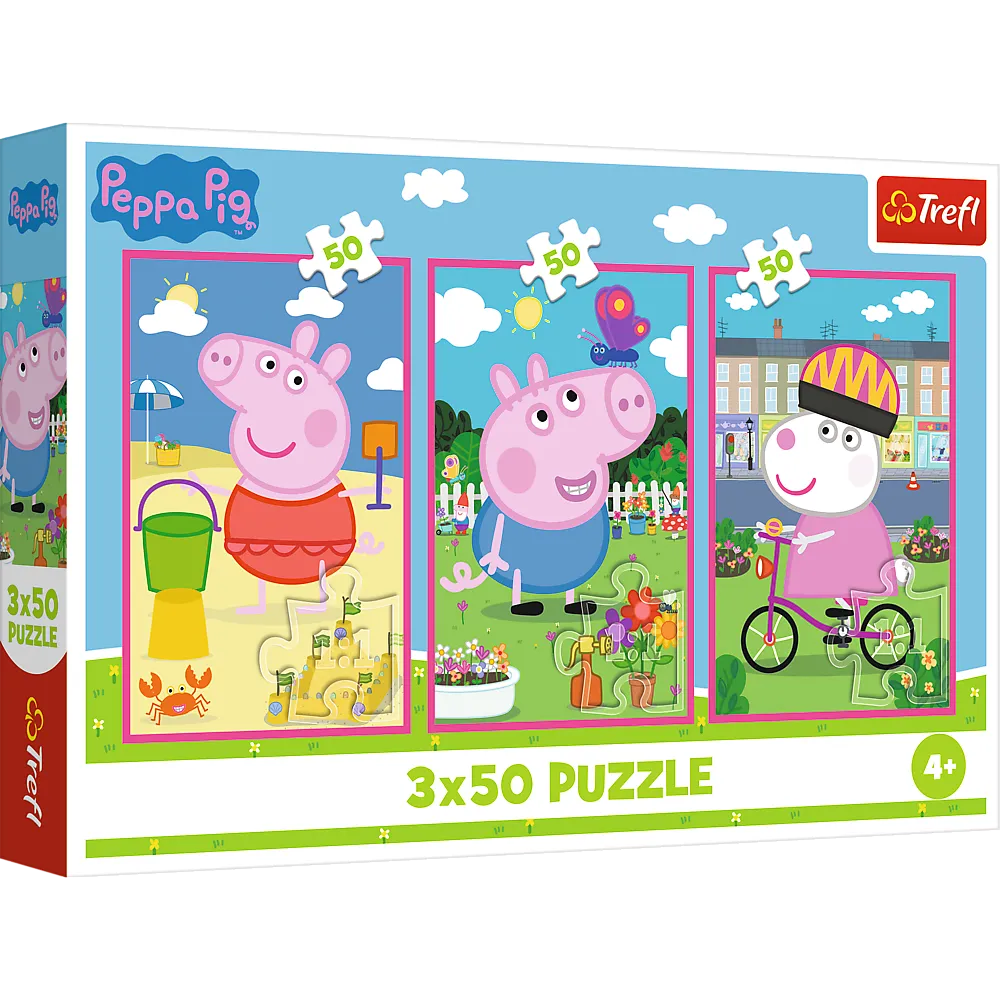 Peppa Pig Trefl 3×50 dalių dėlionė vaikams