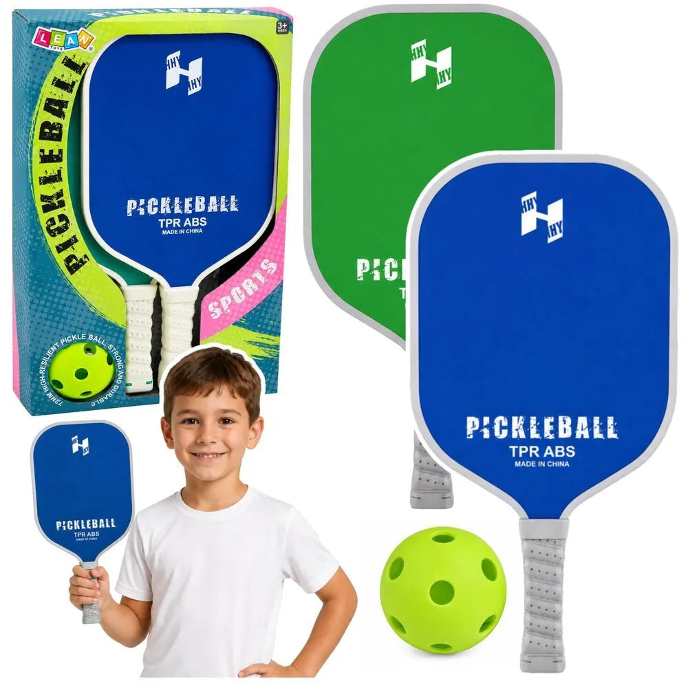 Pickleball rinkinys vaikams ir suaugusiems – žalios ir mėlynos raketės
