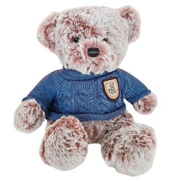 Pliušinis meškinas su mėlynu megztuku 21 cm