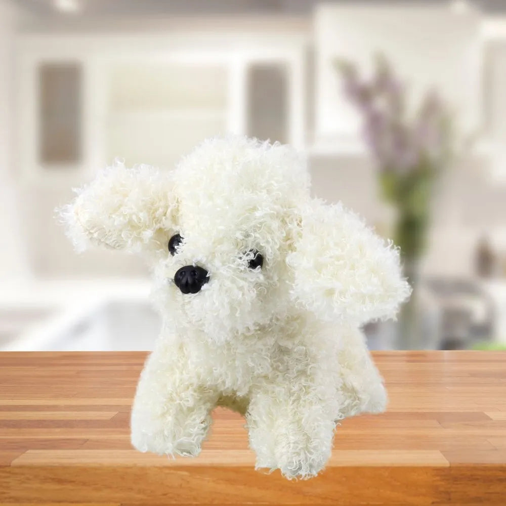 Pliušinis mini pudelis baltas 20 cm