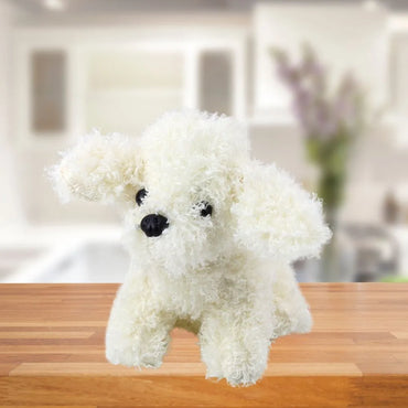 Pliušinis mini pudelis baltas 20 cm