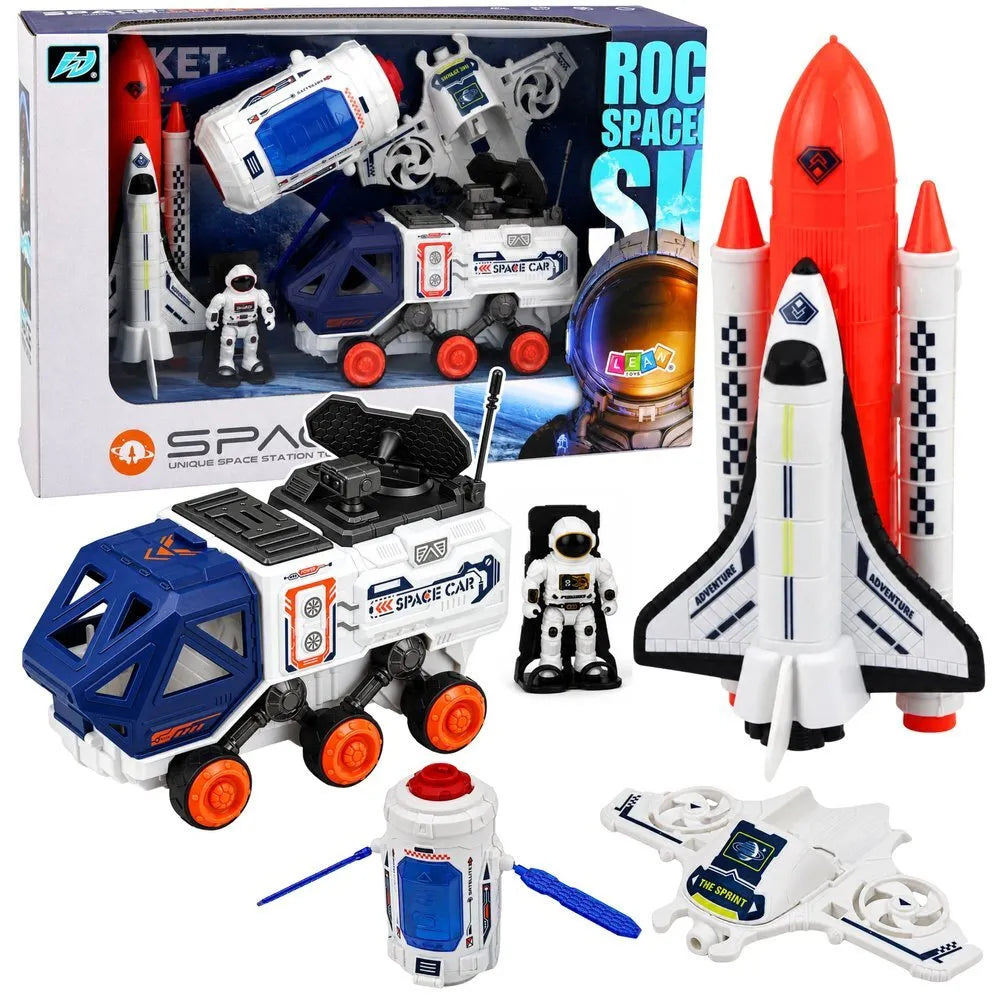 Raketos, šaudyklės, palydovo, drono ir astronauto rinkinys