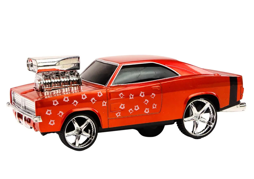 Raudonas 1:18 drifto automobilis su 360° posūkiais, šviesomis, garsais ir 2.4G valdymu
