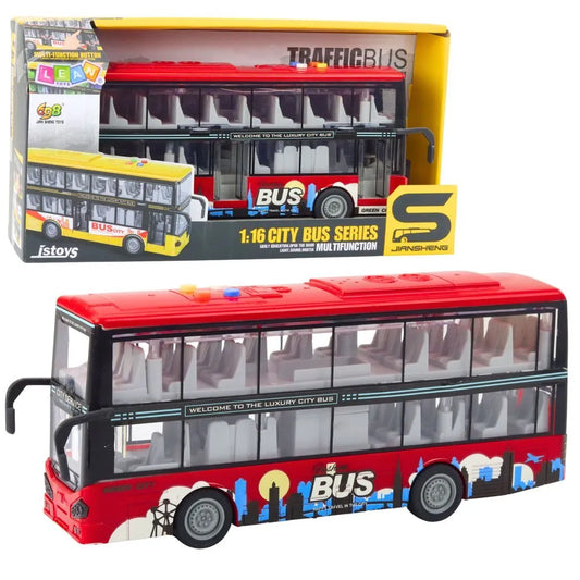 Raudonas dviaukštis autobusas 1:16 su garsais