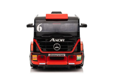Raudonas Mercedes XMX622B su puspriekabe