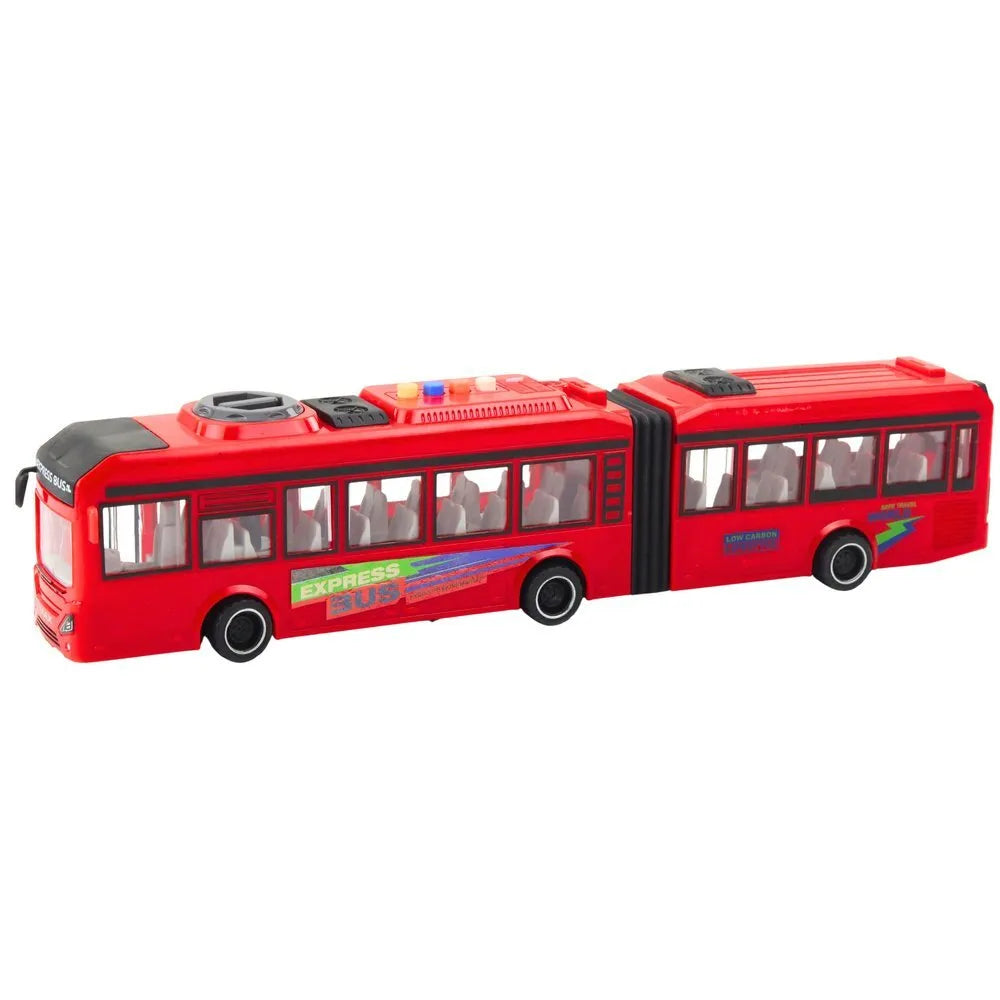 Raudonas šarnyrinis autobusas 1:16 su garsais