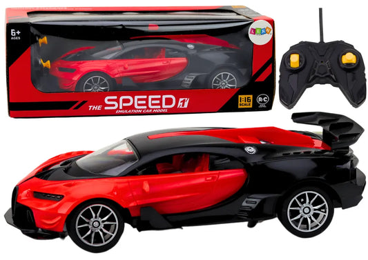 Raudonas sportinis 1:16 RC automobilis su nuotoliniu valdymu