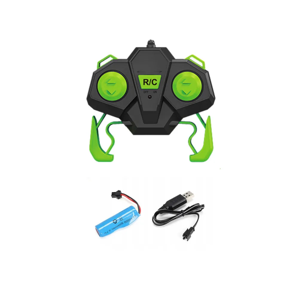 RC 360° Green Stunt Car – dvipusė akrobatinė mašinėlė su LED ratais