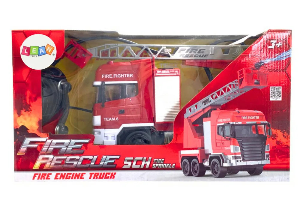RC gaisrinės automobilis su bokšteliu – vandens purškimas