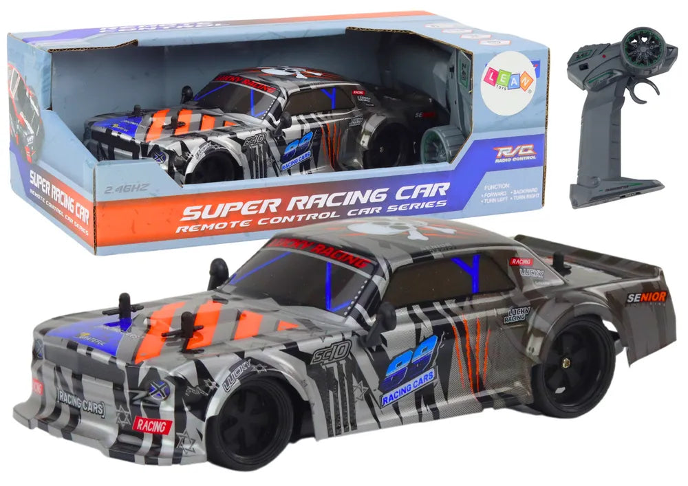 R/C sportinis automobilis 1:18 – pilkas, 23 cm