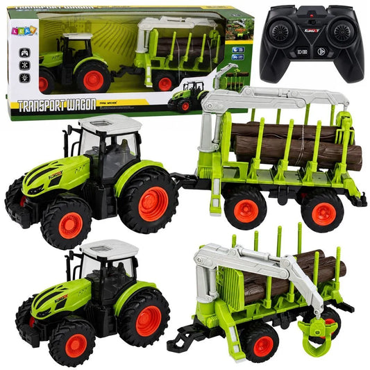 RC traktorius su miško priekaba ir rąstų griebtuvu 1:24