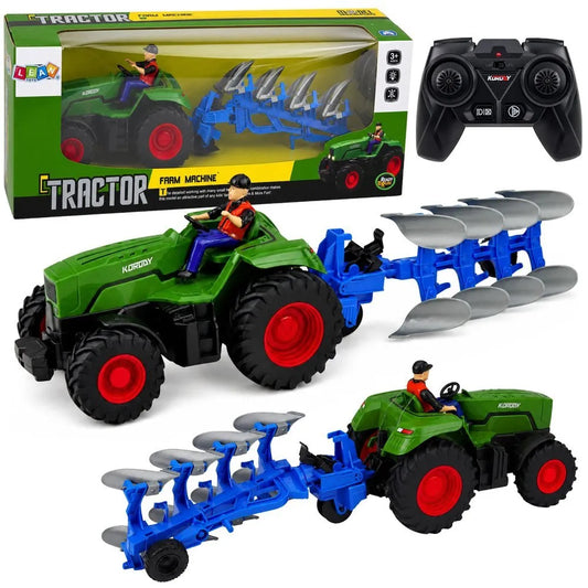 RC traktorius su plūgu ir ūkininku 1:24