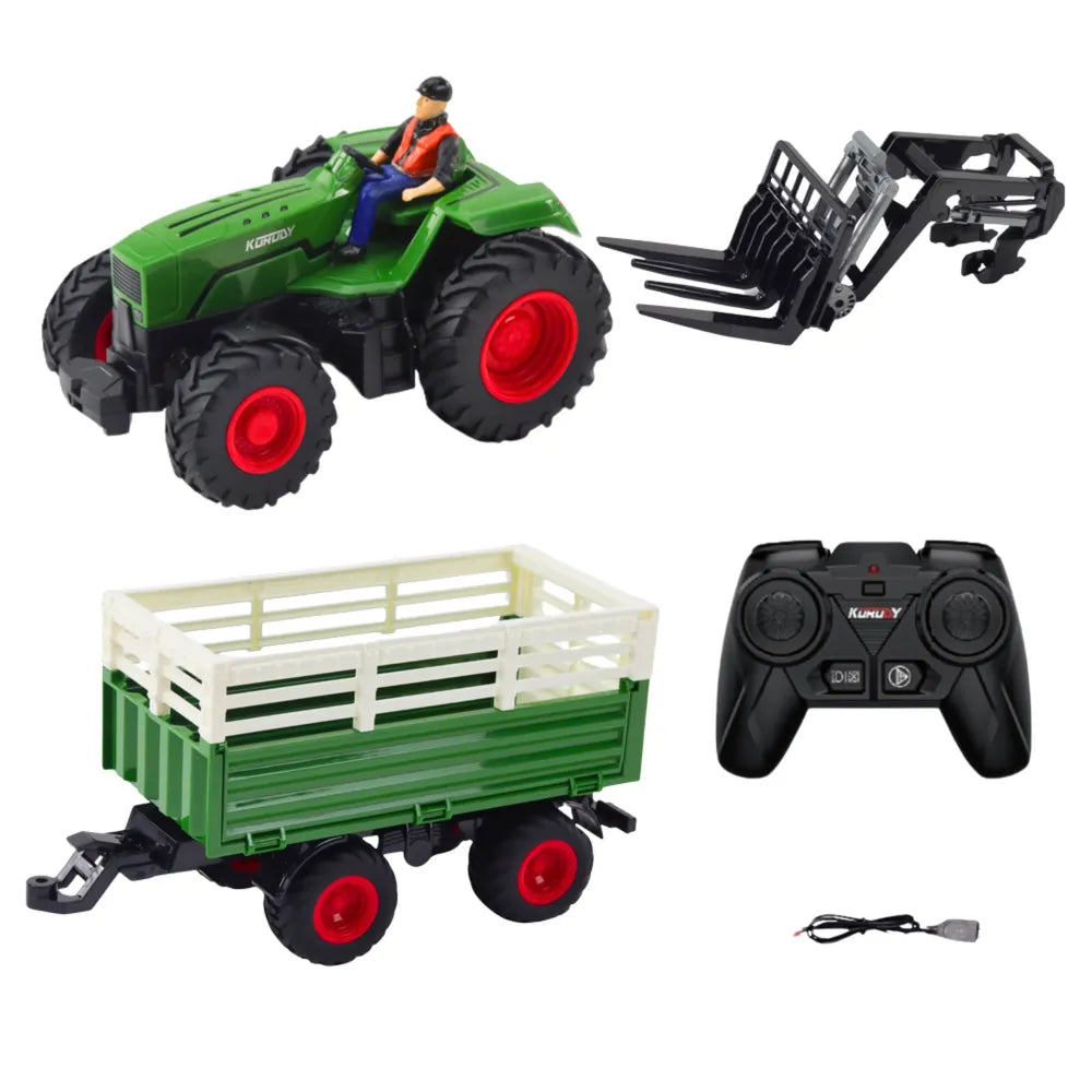RC traktorius su priekaba ir šakėmis 1:24