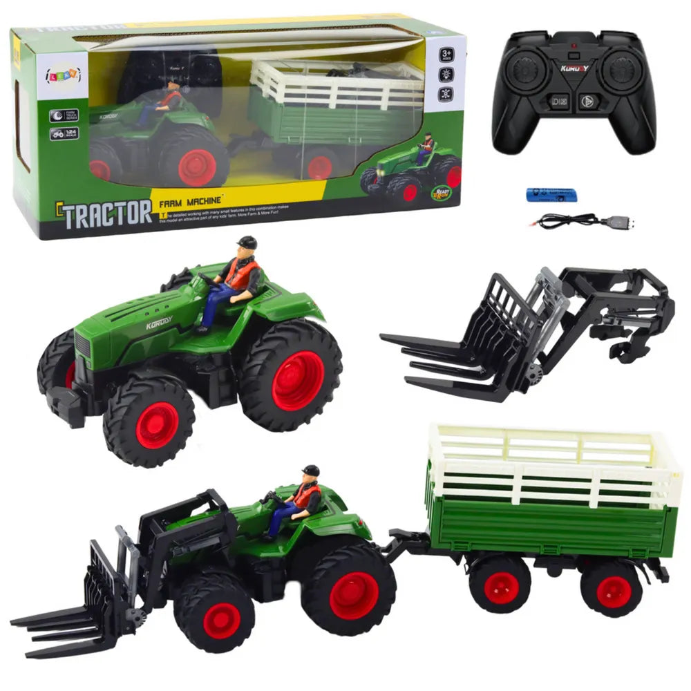 RC traktorius su priekaba ir šakėmis 1:24