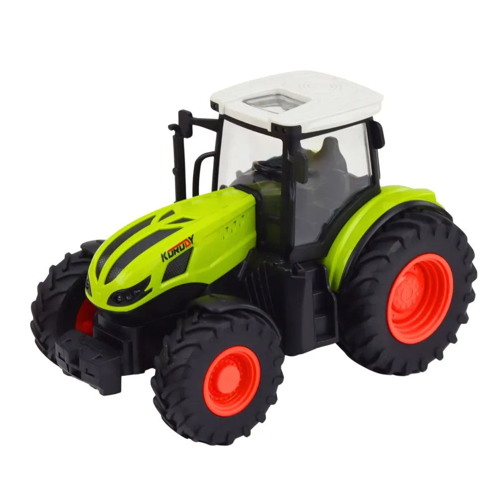 RC ūkinis traktorius su priekaba ir šieno rulonais 1:24