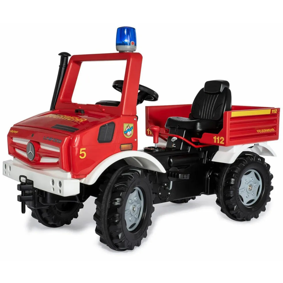 „Rolly Toys“ Mercedes-Benz Unimog ugniagesių pedalinis automobilis su švyturėliu