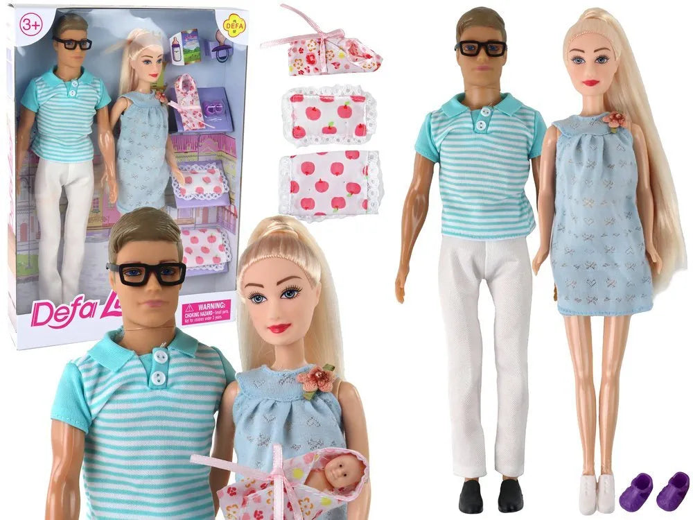 Šeimos lėlių rinkinys: Lucy, Kevin ir kūdikis su aksesuarais