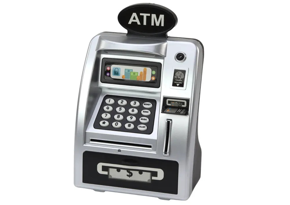 Sidabrinė juoda ATM taupyklė vaikams