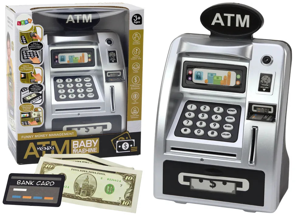 Sidabrinė juoda ATM taupyklė vaikams