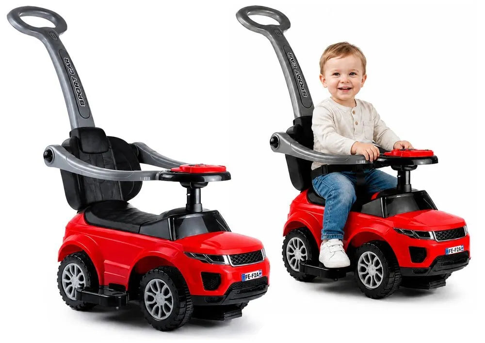 SPORT CAR raudonas paspirtukas–mašinėlė vaikams