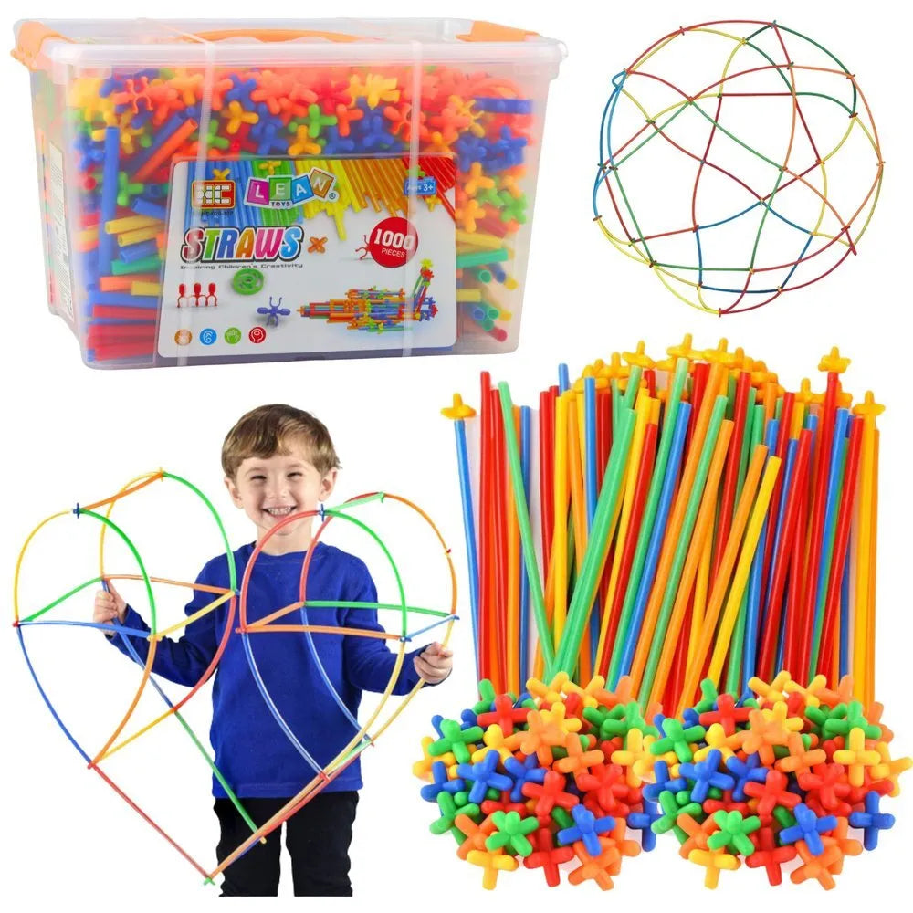 STRAWS šiaudelių konstruktorius (1000 detalių) – mega rinkinys lagamine