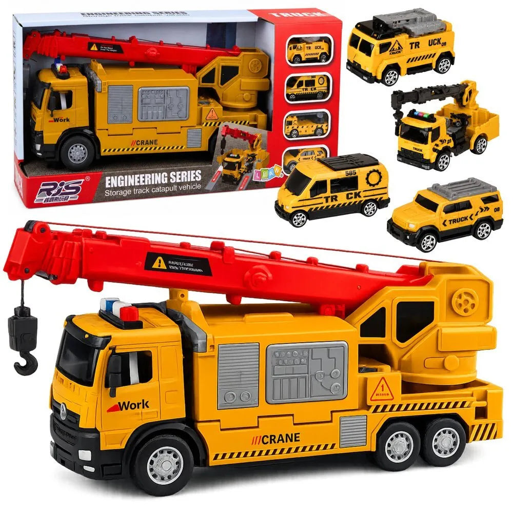 Sunkvežimis su kranu ir transporteriu