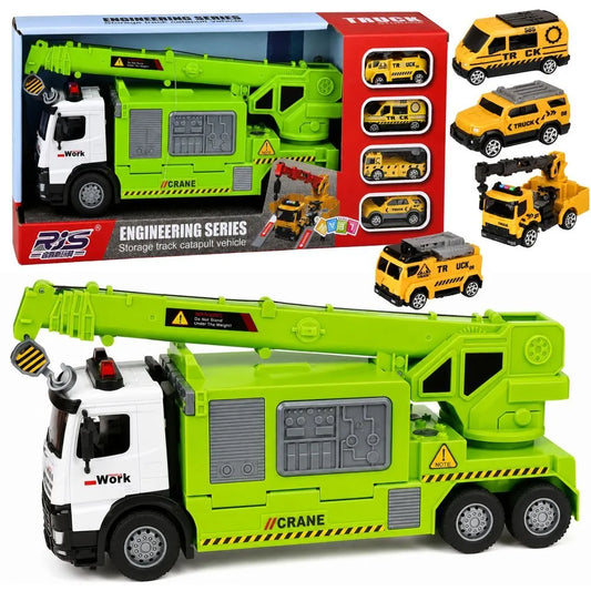 Sunkvežimis su kranu ir transporteriu