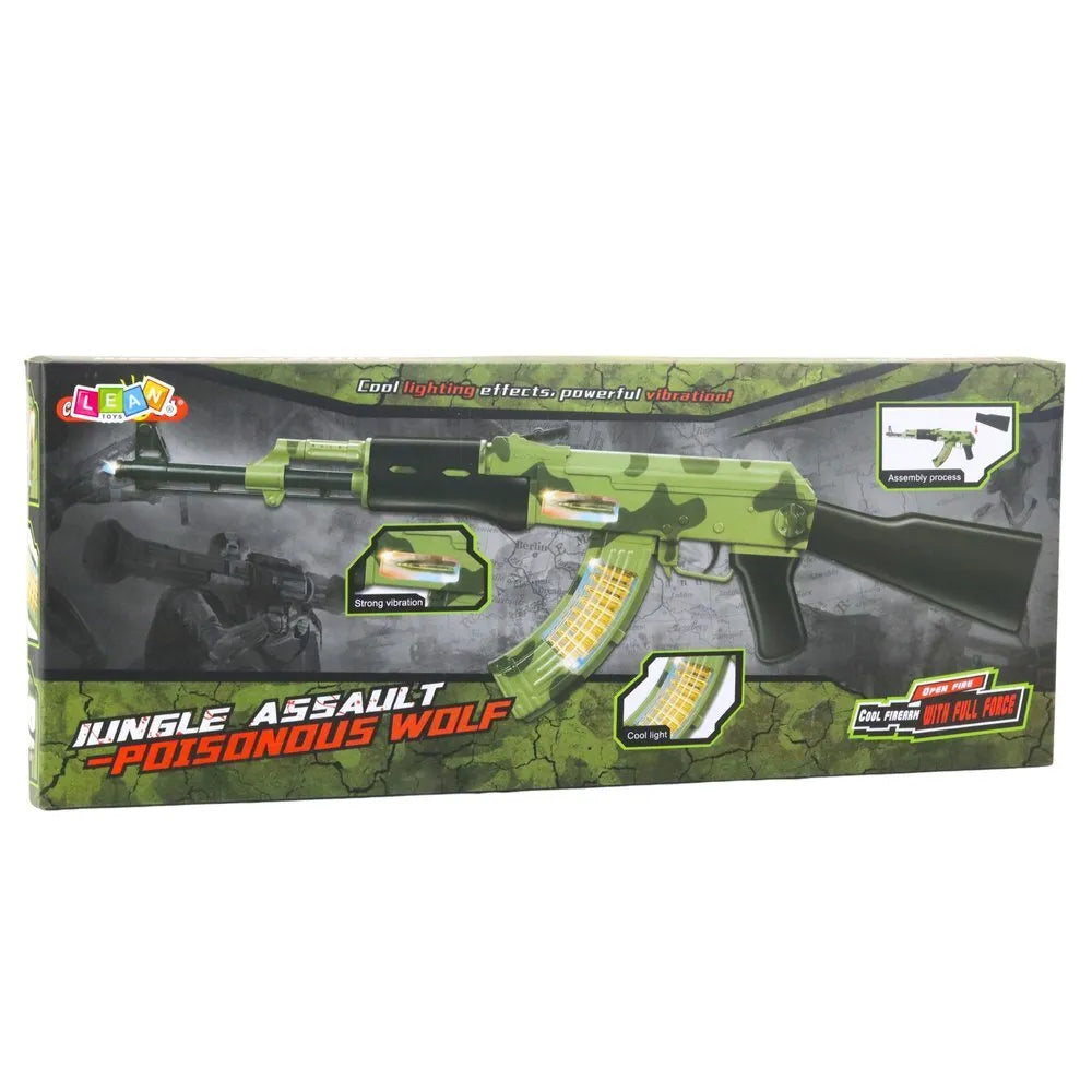 Šviečiantis karinis automatas su vibracija, 70 cm