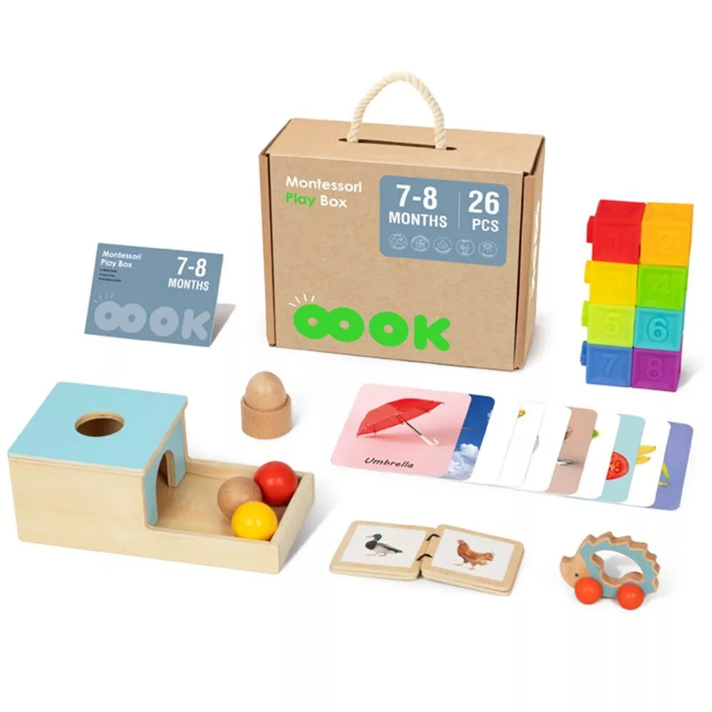 TOOKY TOY Žaislų dėžutė XXL Montessori edukacinė 6in1 sensorinė dėžutė 7-8 mėn.