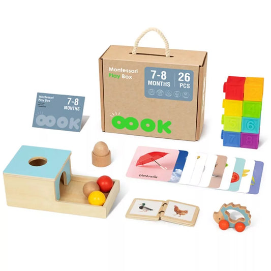 TOOKY TOY Žaislų dėžutė XXL Montessori edukacinė 6in1 sensorinė dėžutė 7-8 mėn.