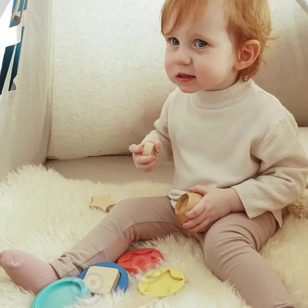 TOOKY TOY medinė dėlionė piramidės formos meškiukas 11 vnt.